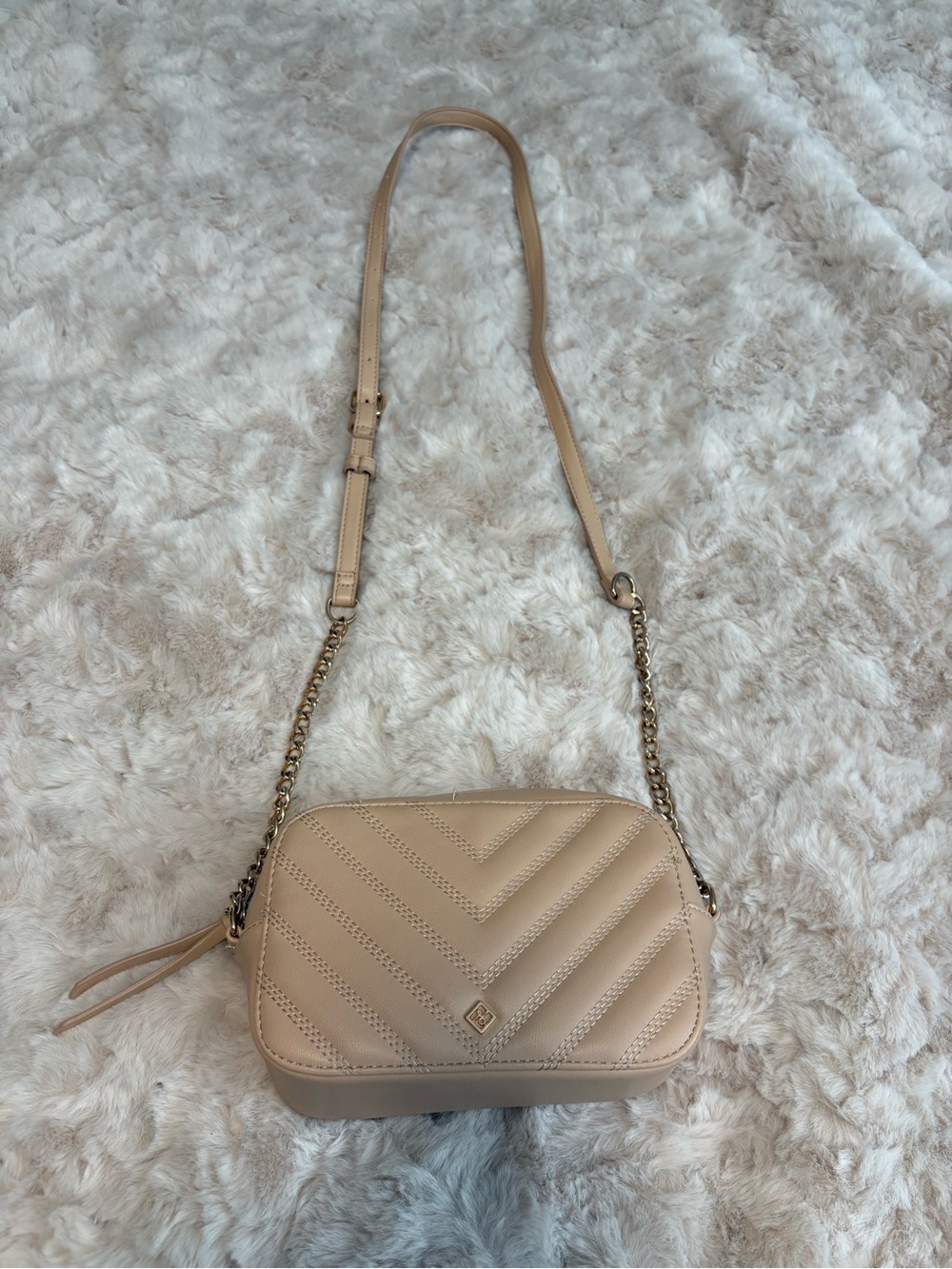 Call It Spring Quilted Chevron Crossbody in Beige
